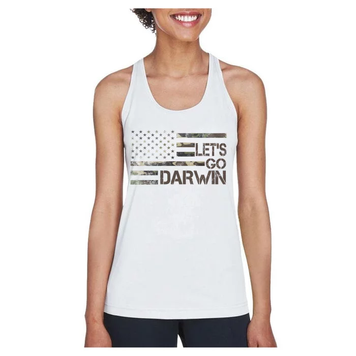 Lets Go Darwin US Camo Military Flag Women's Racerback Tank