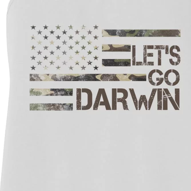 Lets Go Darwin US Camo Military Flag Women's Racerback Tank