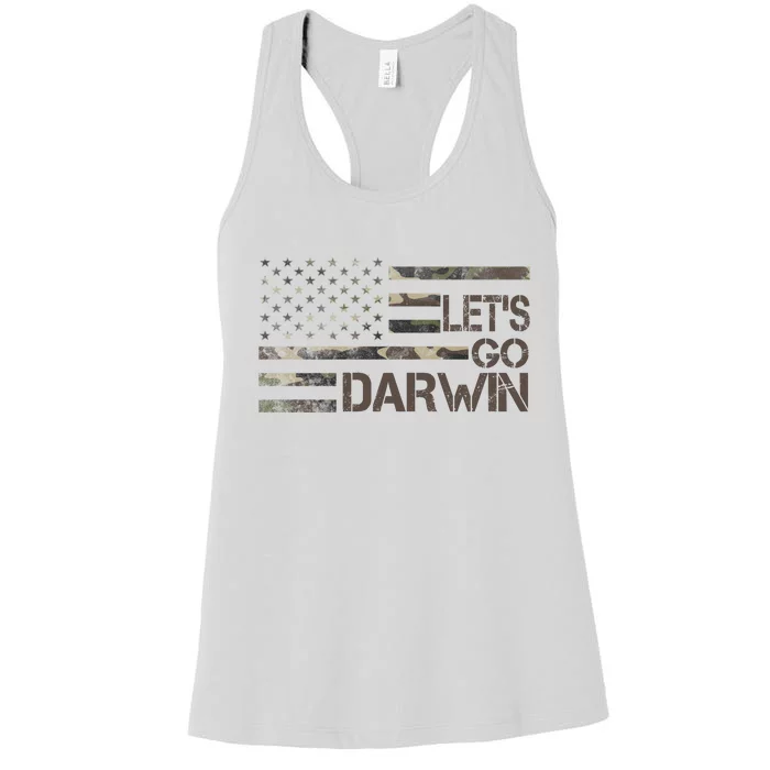 Lets Go Darwin US Camo Military Flag Women's Racerback Tank