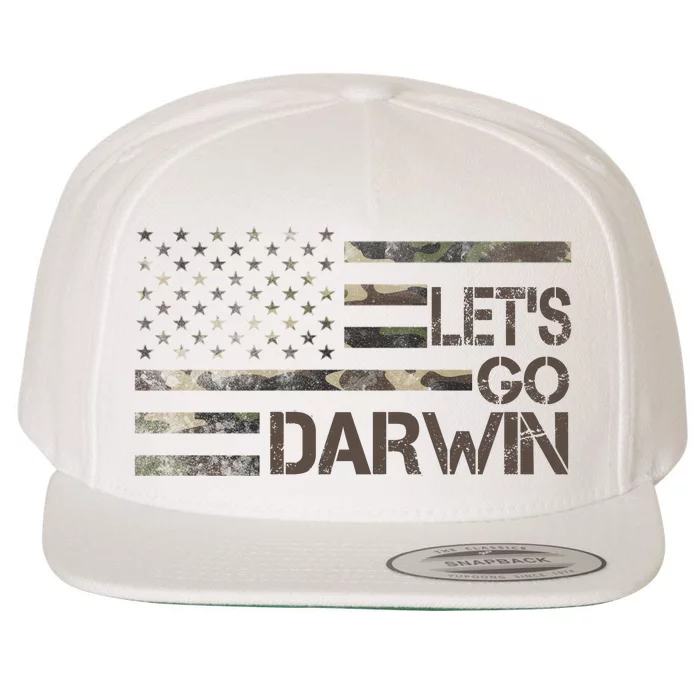 Lets Go Darwin US Camo Military Flag Wool Snapback Cap