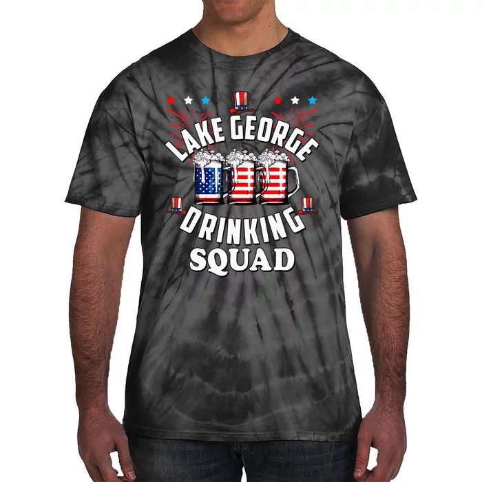 lake george drinking squad 4th of july usa flag beer Tie-Dye T-Shirt