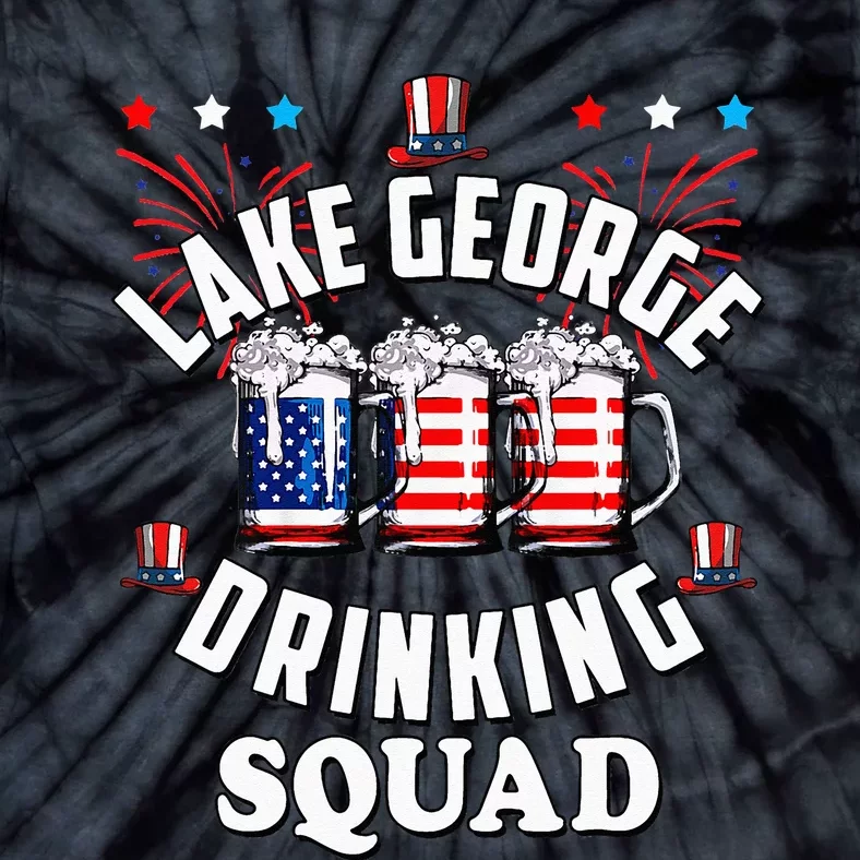 lake george drinking squad 4th of july usa flag beer Tie-Dye T-Shirt