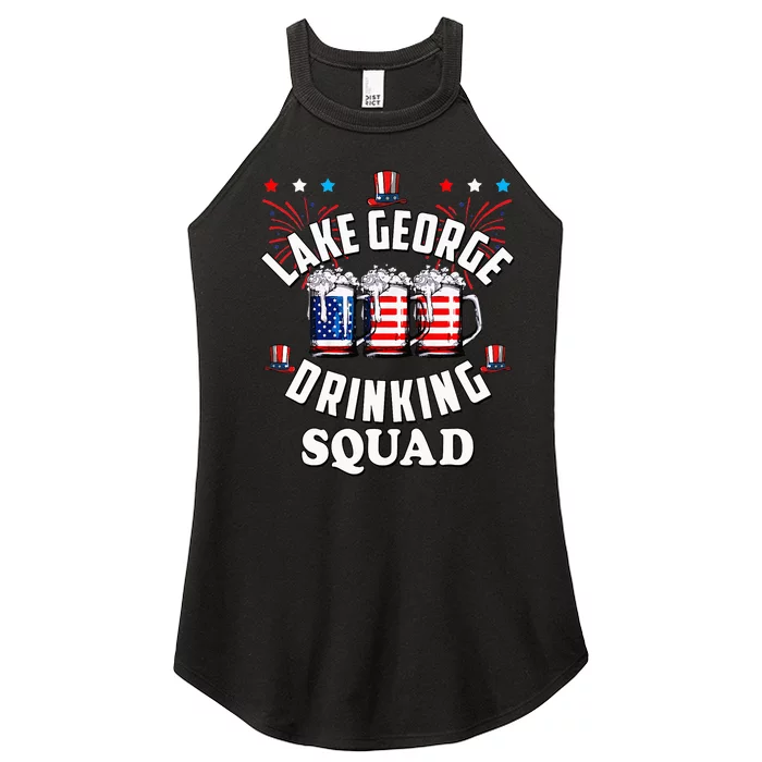 lake george drinking squad 4th of july usa flag beer Women’s Perfect Tri Rocker Tank