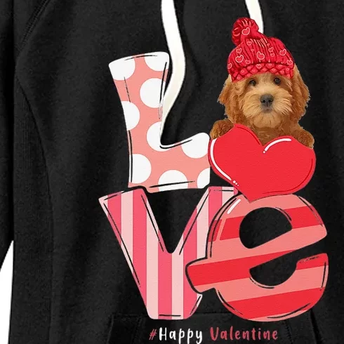 Love Goldendoodle Dog Valentine Day Goldendoodle Lover Gift Women's Fleece Hoodie