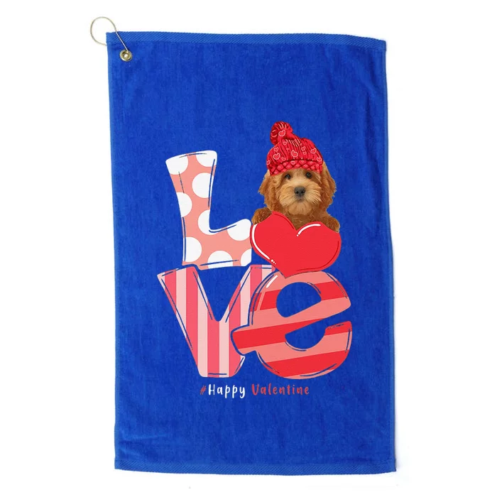 Love Goldendoodle Dog Valentine Day Goldendoodle Lover Gift Platinum Collection Golf Towel