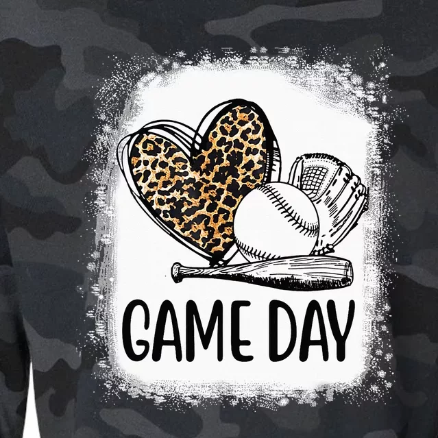 Leopard Game Day Heart Soccer Mom Mama Cropped Pullover Crew