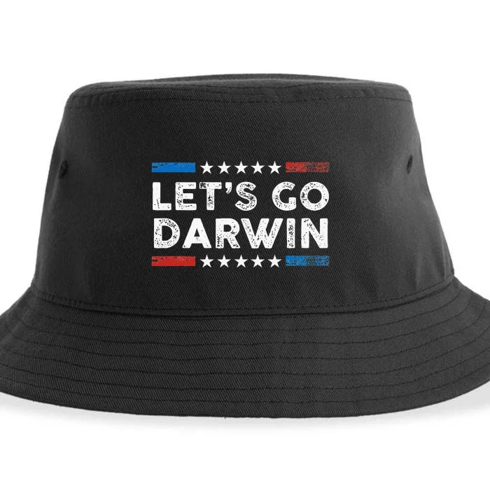 Lets Go Darwin Us Flag Vintage Sustainable Bucket Hat