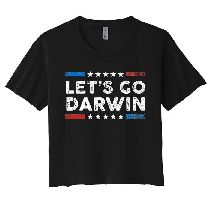 Lets Go Darwin Us Flag Vintage Women's Crop Top Tee