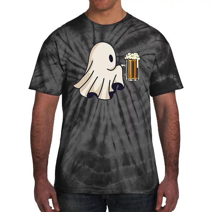 Little Ghost Drinking Beer Funny Halloween Costume Tie-Dye T-Shirt