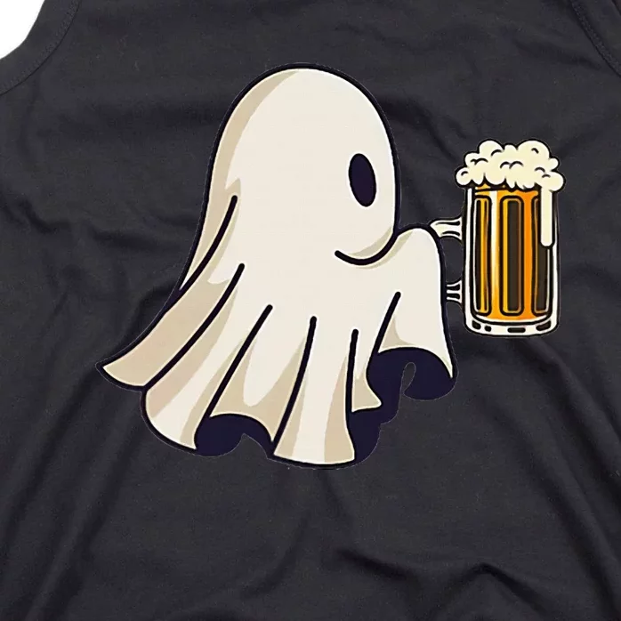 Little Ghost Drinking Beer Funny Halloween Costume Tank Top