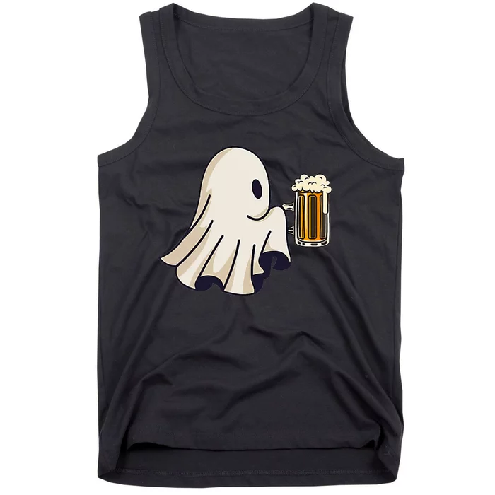 Little Ghost Drinking Beer Funny Halloween Costume Tank Top