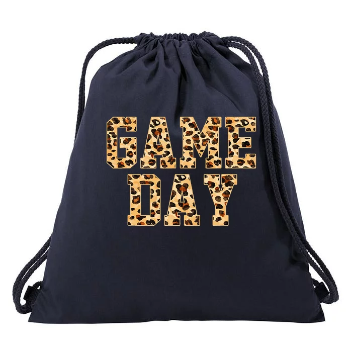 Leopard Game Day Vibes American Soccer Drawstring Bag