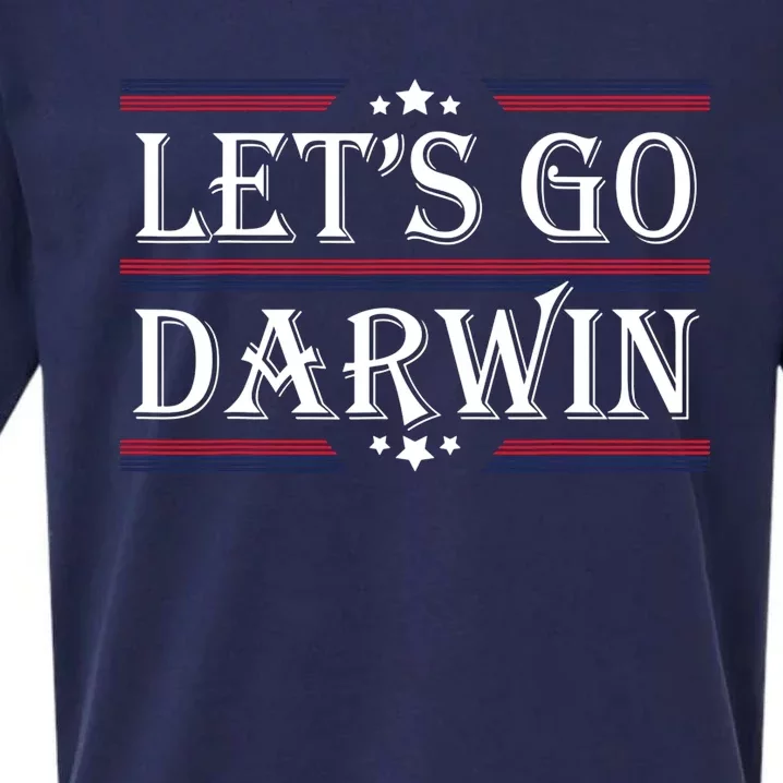 Lets Go Darwin Sarcastic Saying USA Flag Lets Go Darwin Sueded Cloud Jersey T-Shirt