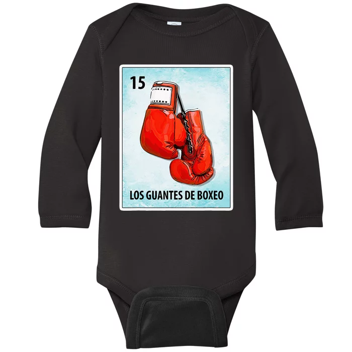 Los Guantes De Boxeo Mexican Boxing Gloves Cards Baby Long Sleeve Bodysuit