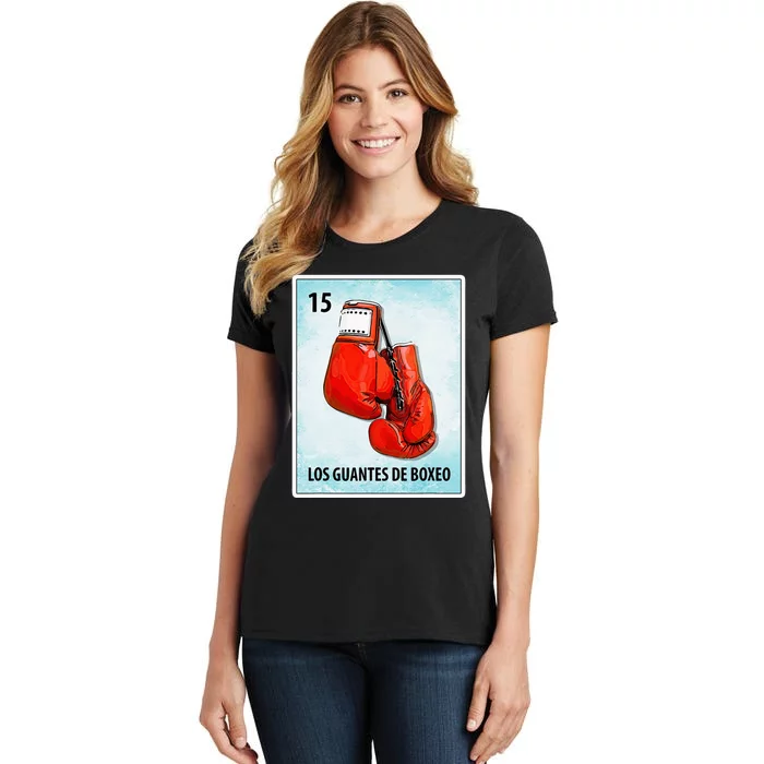 Los Guantes De Boxeo Mexican Boxing Gloves Cards Women's T-Shirt