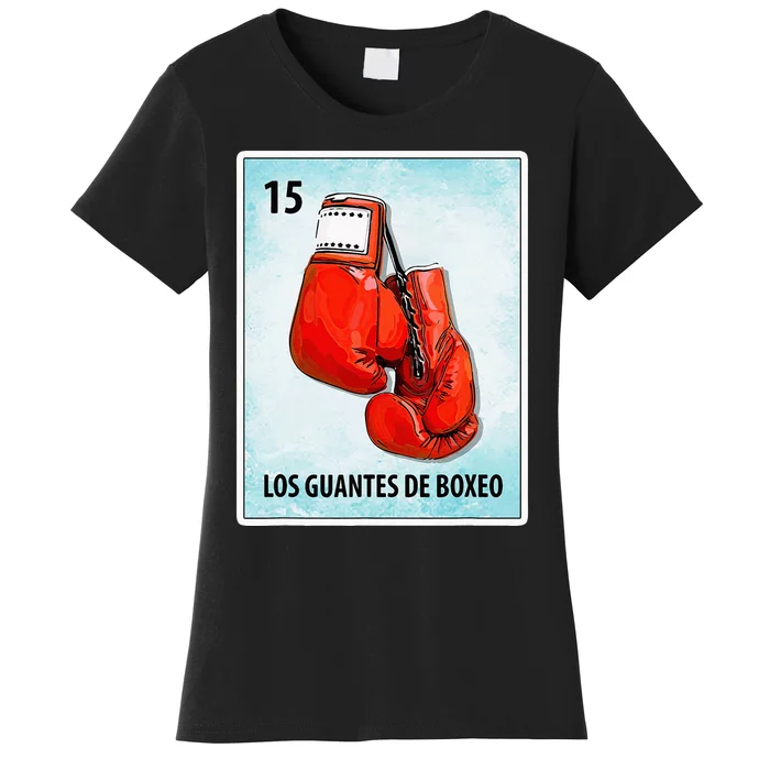 Los Guantes De Boxeo Mexican Boxing Gloves Cards Women's T-Shirt