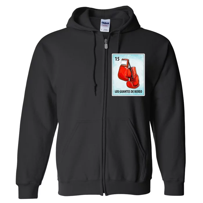 Los Guantes De Boxeo Mexican Boxing Gloves Cards Full Zip Hoodie