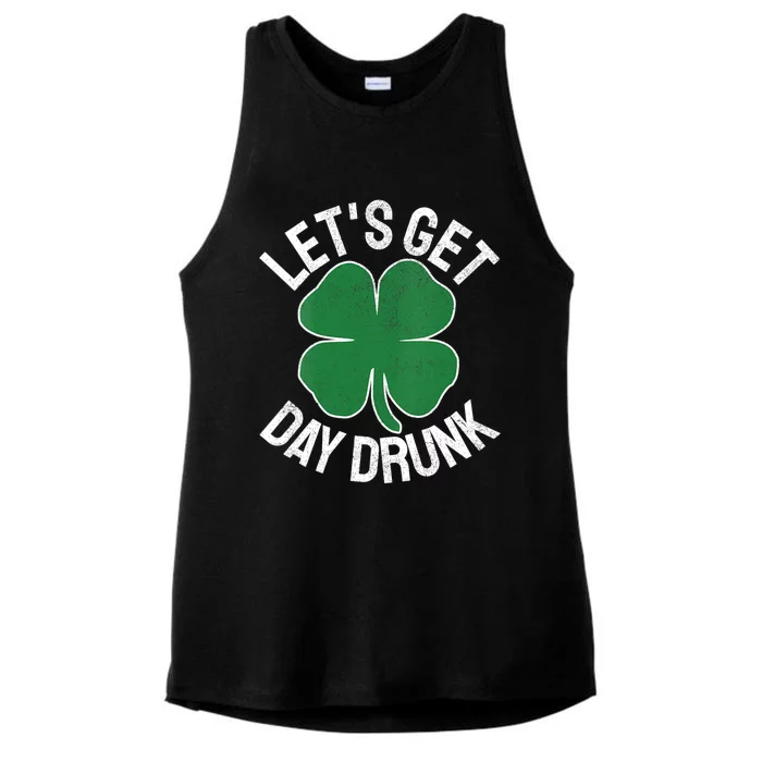 Lets Get Day Drunk Shamrock St Patricks Day Beer Irish Cool Gift Ladies Tri-Blend Wicking Tank