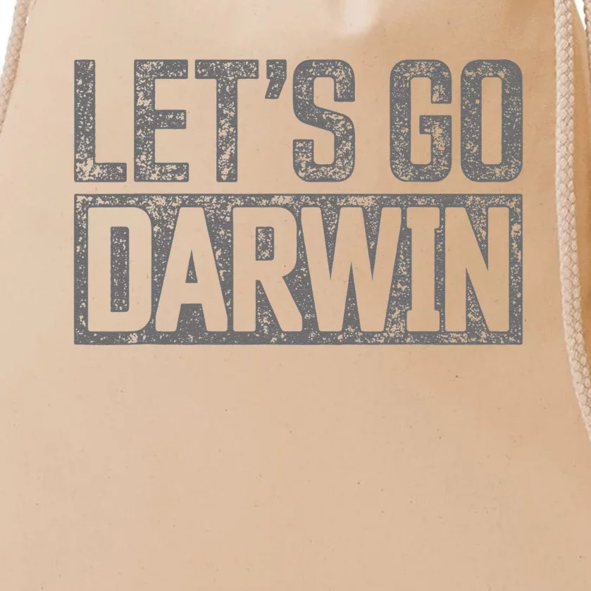 Lets Go Darwin Grey Distressed Lets Go Darwin Drawstring Bag