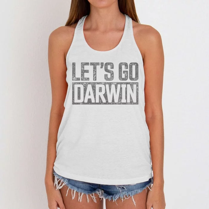 Lets Go Darwin Grey Distressed Lets Go Darwin Women's Knotted Racerback Tank