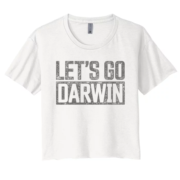 Lets Go Darwin Grey Distressed Lets Go Darwin Women's Crop Top Tee