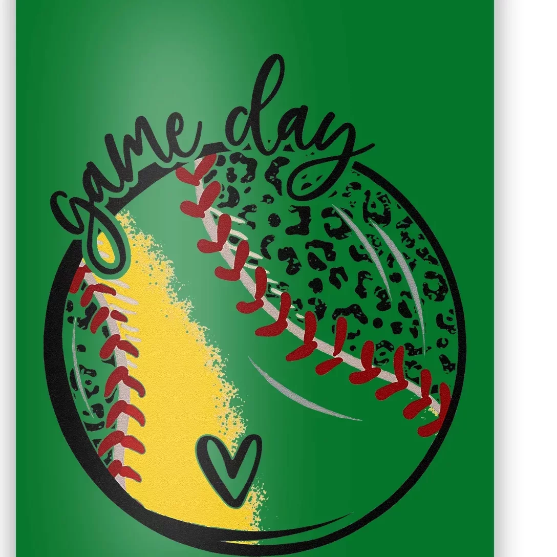 Leopard Game Day Baseball Softball Sports Mom Life Poster