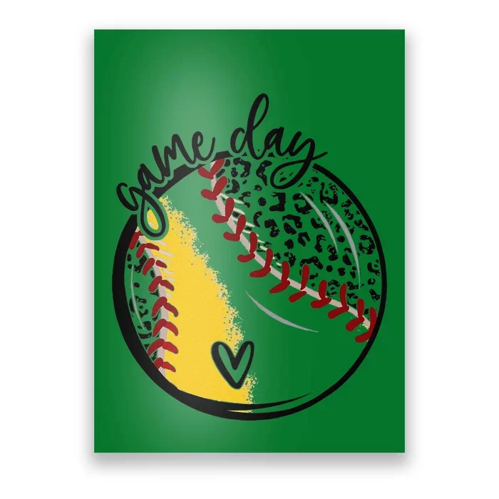 Leopard Game Day Baseball Softball Sports Mom Life Poster