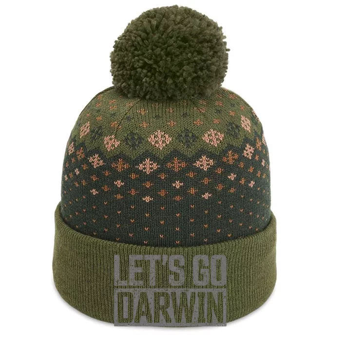 lets go darwin   grey distressed lets go darwin The Baniff Cuffed Pom Beanie