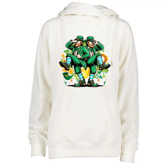 Leprechaun Gridd Dance St Patricks Day Womens Funnel Neck Pullover Hood