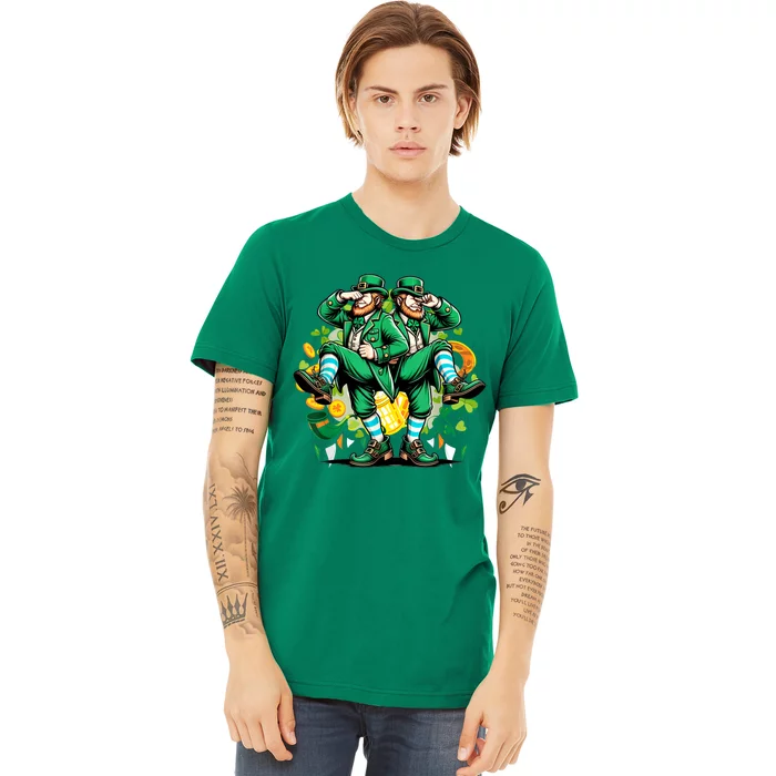 Leprechaun Gridd Dance St Patricks Day Premium T-Shirt