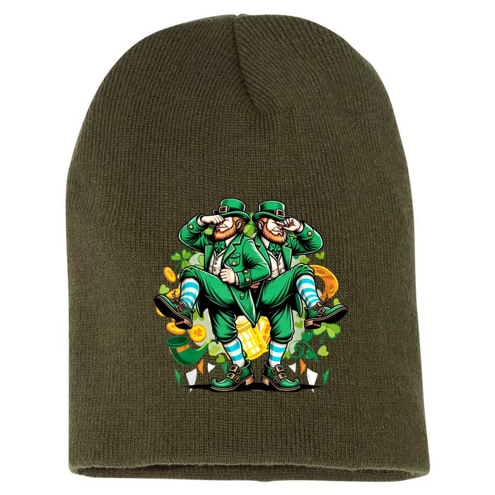 Leprechaun Gridd Dance St Patricks Day Short Acrylic Beanie