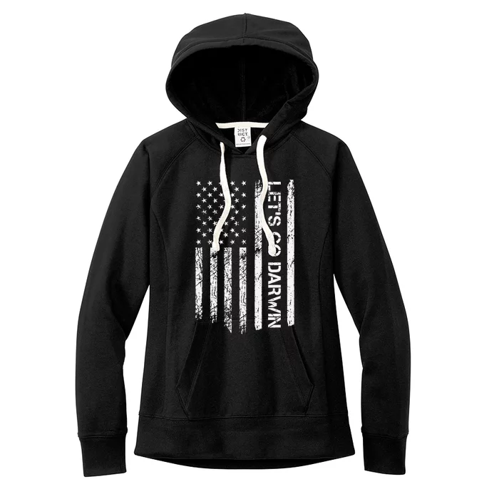 Lets Go Darwin Us Flag Vintage Women's Fleece Hoodie