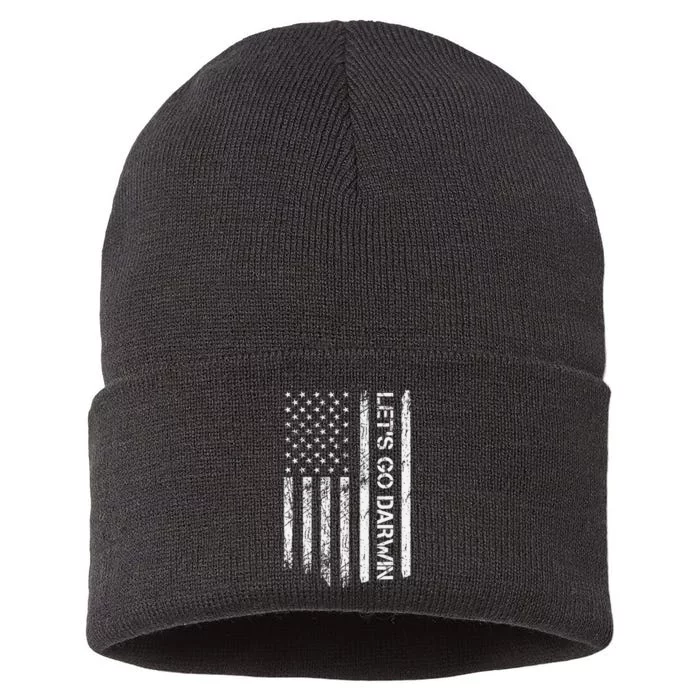 Lets Go Darwin Us Flag Vintage Sustainable Knit Beanie