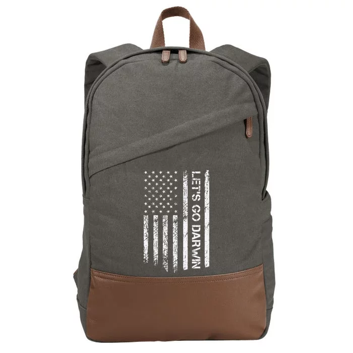 Lets Go Darwin Us Flag Vintage Cotton Canvas Backpack