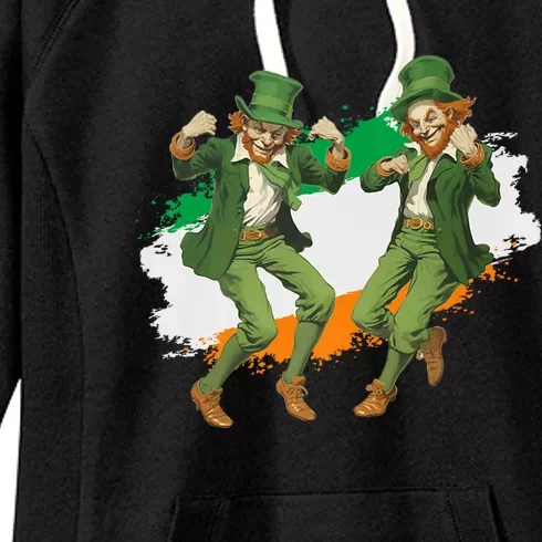 Leprechauns Gridd Dance St Patricks Day Irish Flag Women's Fleece Hoodie