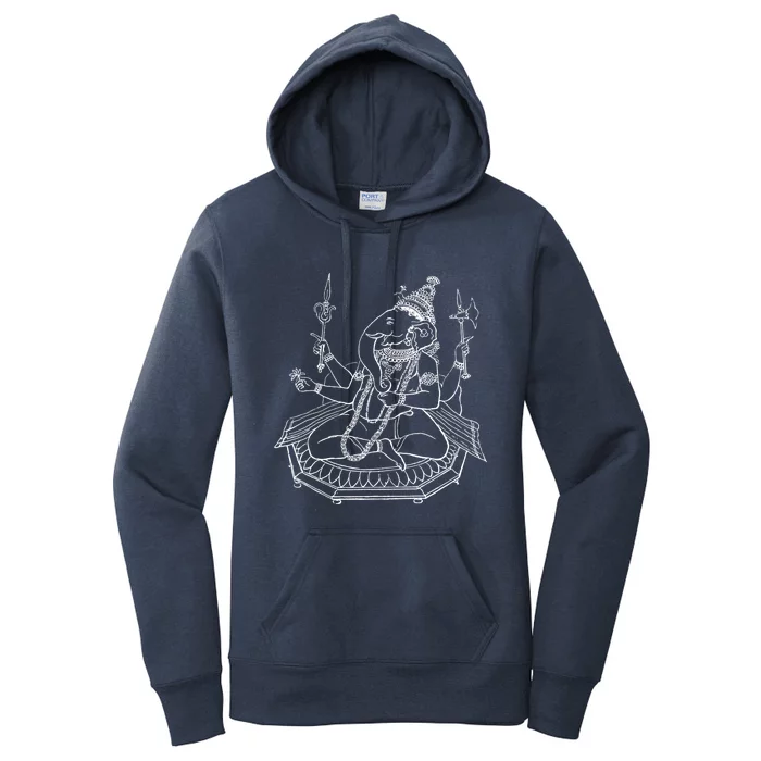 Lord Ganesha Elephant Head Vintage Gift Hindu Hinduism Yoga Gift Women's Pullover Hoodie