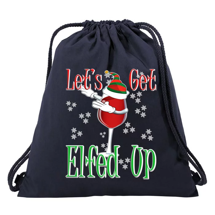 Let's Get Ed Up Christmas Dabbing Red Wine Glass Gift Cool Gift Drawstring Bag