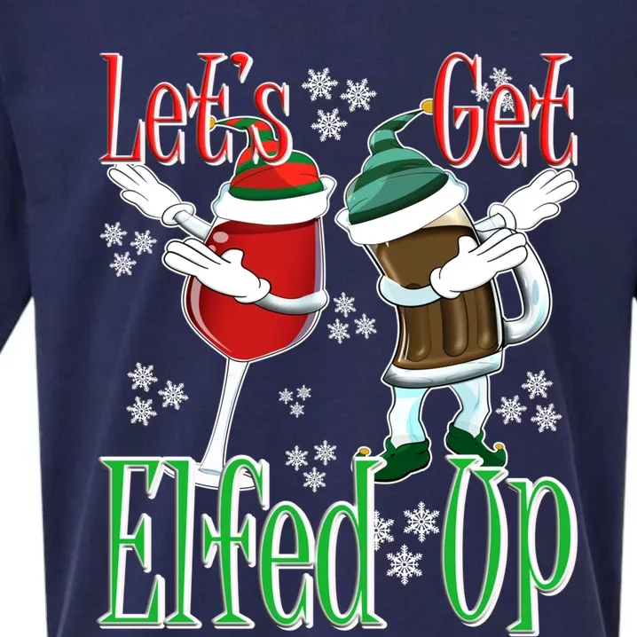 Let's Get Ed Up Christmas Dabbing Wine Beer Ing Gift Sueded Cloud Jersey T-Shirt