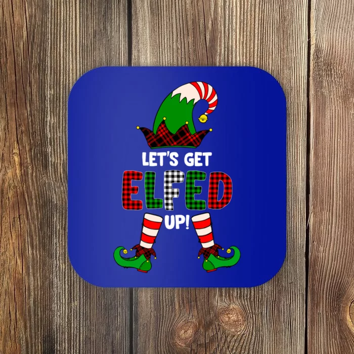 Lets Get Elfed Up Elf Christmas Family Matching Drunk Pajama Cute Gift Coaster