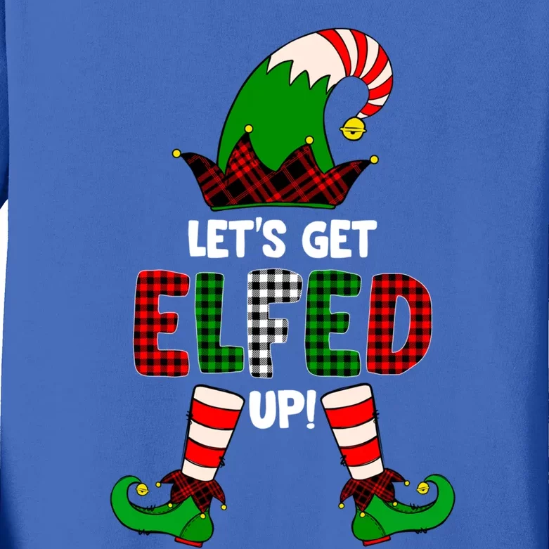 Lets Get Elfed Up Elf Christmas Family Matching Drunk Pajama Cute Gift Kids Long Sleeve Shirt