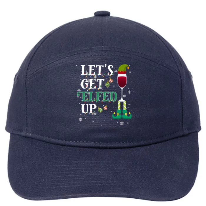 Let's Get Elfed Up Christmas Beer Elf Ing Wine Costume Gift 7-Panel Snapback Hat