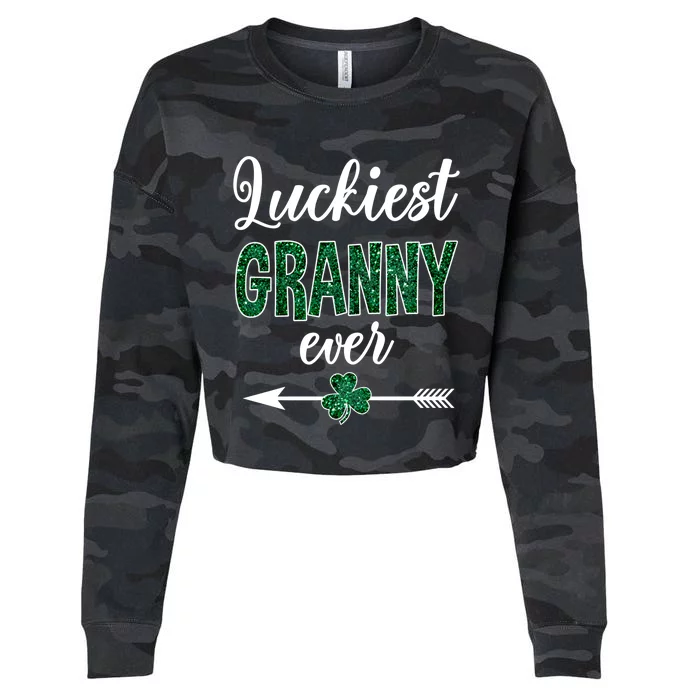 Luckiest Granny Ever Patrick Day Funny Granny Gift Great Gift Cropped Pullover Crew