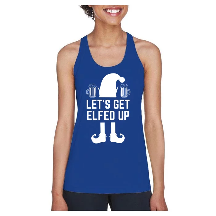 Let's Get Elfed Up Christmas Beer Elf Xmas Ing Costume Gift Women's Racerback Tank