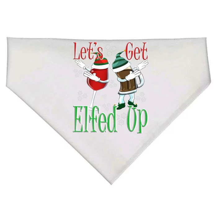 Let's Get Elfed Up Christmas Dabbing Wine Beer Ing Gift USA-Made Doggie Bandana