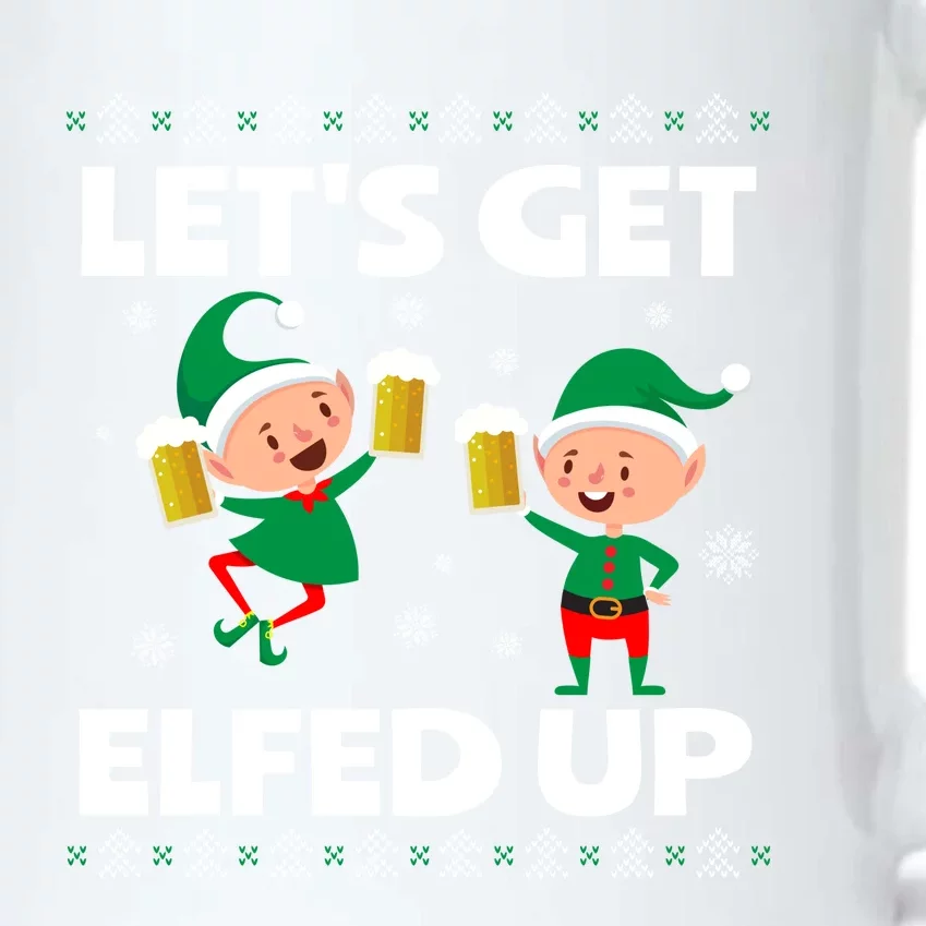 Let's Get Elfed Up Funny Christmas Beer Ing Cute Gift Black Color Changing Mug