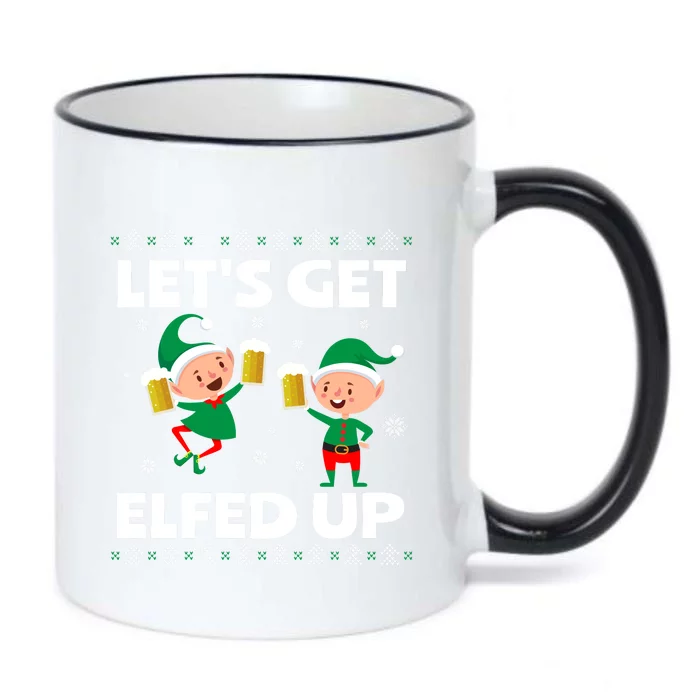 Let's Get Elfed Up Funny Christmas Beer Ing Cute Gift Black Color Changing Mug