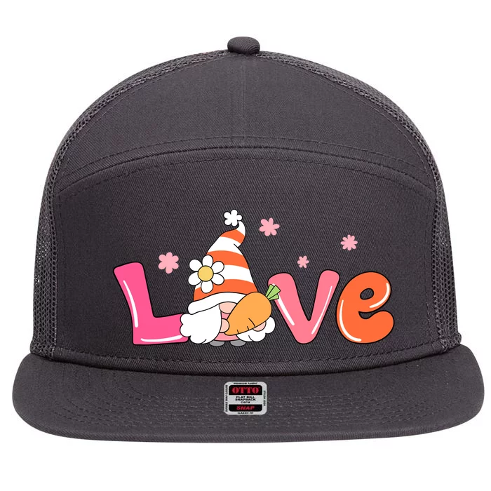 Love Gnome Easter Spring Cute 7 Panel Mesh Trucker Snapback Hat