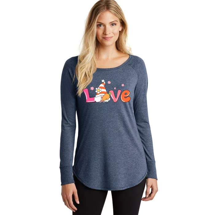 Love Gnome Easter Spring Cute Women's Perfect Tri Tunic Long Sleeve Shirt