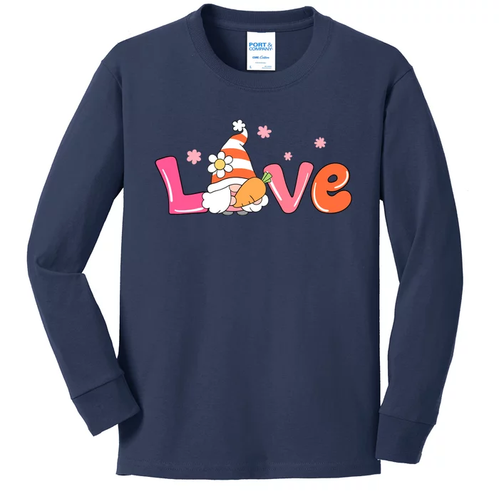 Love Gnome Easter Spring Cute Kids Long Sleeve Shirt