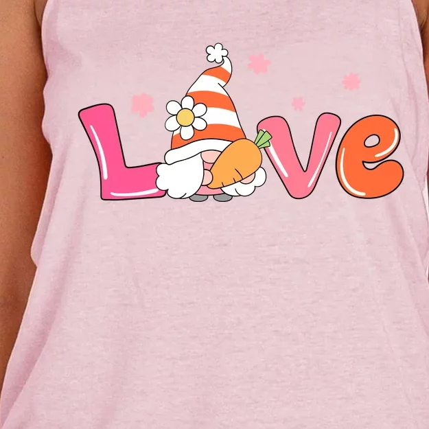 Love Gnome Easter Spring Cute Women's Knotted Racerback Tank